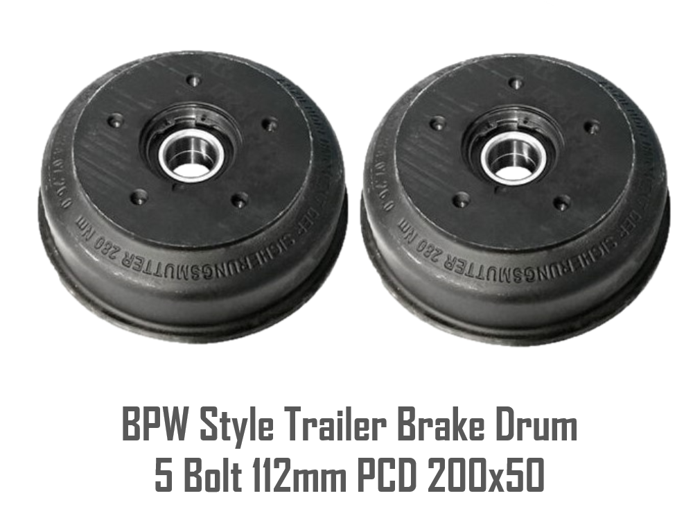 BPW Style Trailer Brake Drums 5 Bolt 112mm PCD For 200x50 Brake shoes x 2